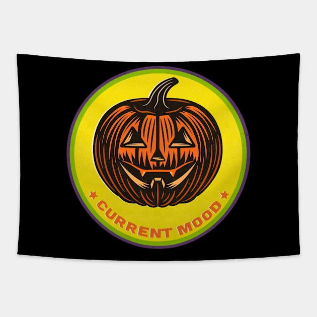 Current Mood Halloween Jack O Lantern Distressed Badge Tapestry by LittleBunnySunshine