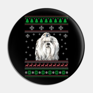 Shih Tzu Ugly Christmas Sweater Funny Dog Lover Owner Gifts Pin