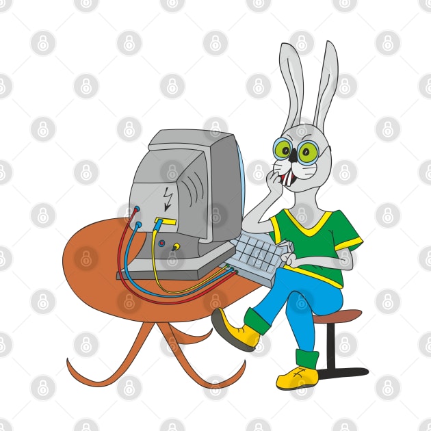 Rabbit at the computer by Alekvik