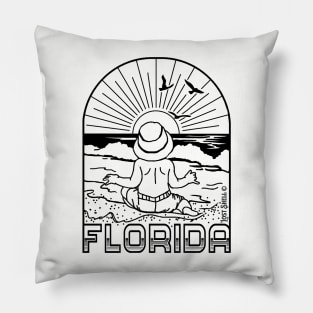 Florida Beach Baby Black Outline Pillow