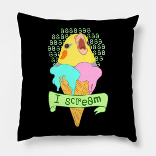 new ice cream cockatiel doodle Pillow