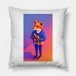 Fox In A Blue Sweat Suit Pillow