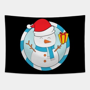 Cute Snow Man Santa Hat Christmas Gift Tapestry