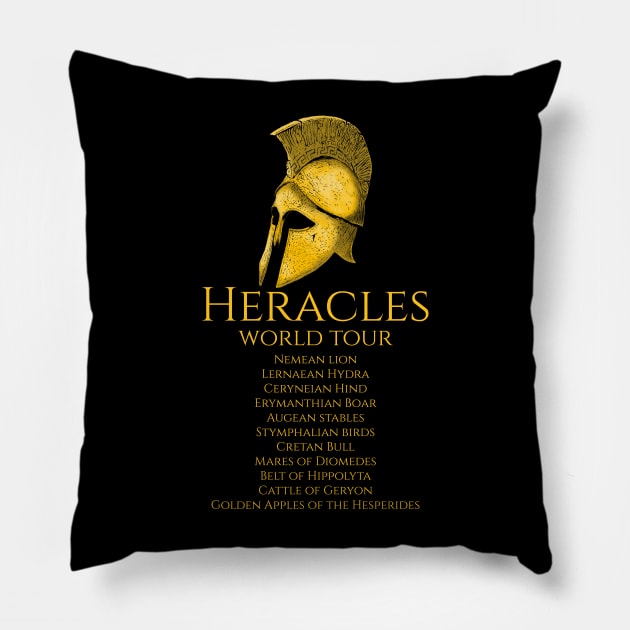 Heracles World Tour - Ancient Greek Helmet - Mythology Pillow by Styr Designs