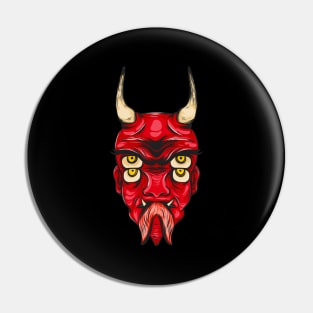 Demon Head Devil Illustration Mask Horns Pin