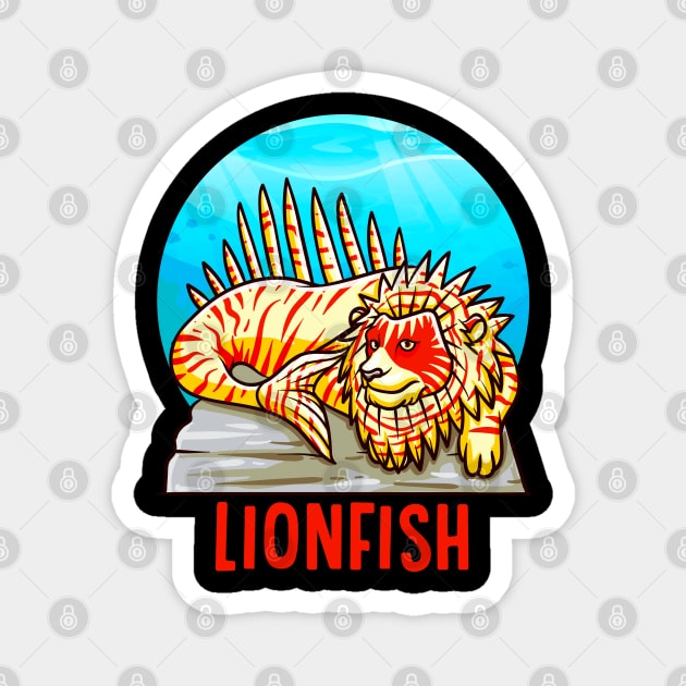 Funny Rare Animals | Exotic Aquarium Fish Gifts | Lionfish Magnet by Proficient Tees