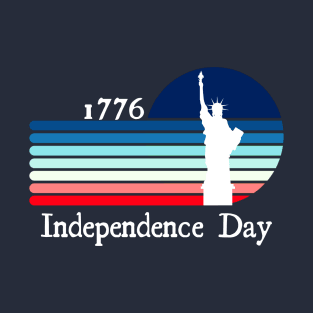 Independence Day Statue of Liberty Stripes July 4th T-Shirt