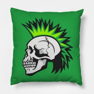 Vintage Skull with Green Mohawk Pillow