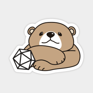 Cute Bear with Polyhedral D20 Dice Magnet