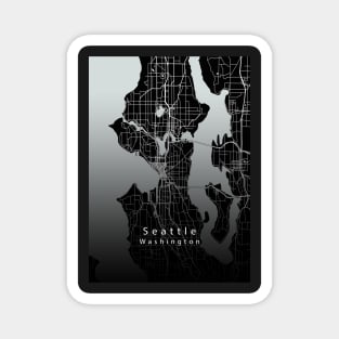 Seattle Washington City Map dark Magnet