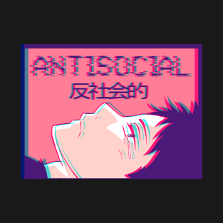 Antisocial Sad Anime Boy Vaporwave Otaku Weeb T-Shirt