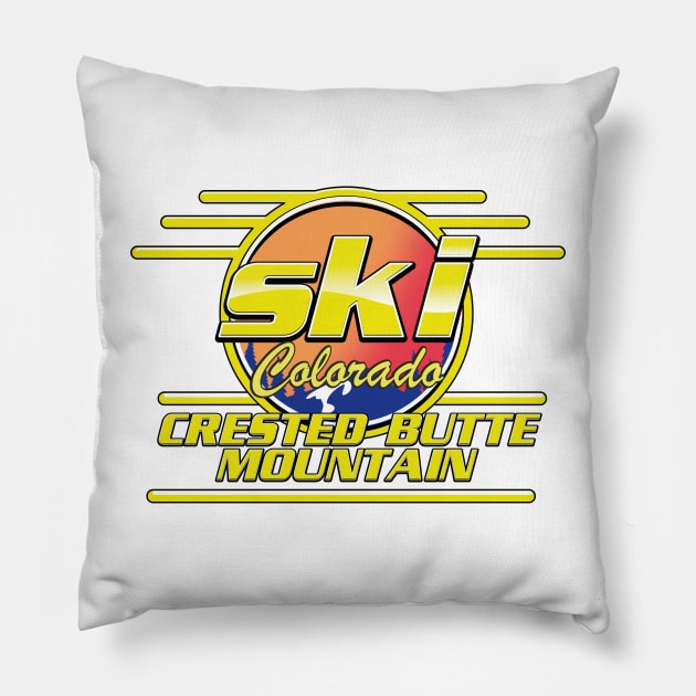 ski Crested Butte Colorado 80s logo Pillow by nickemporium1