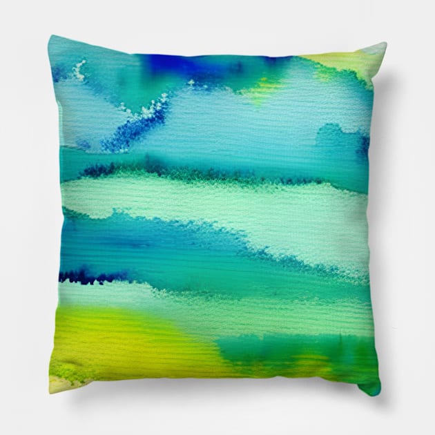 Abstract Watercolour Landscape Wall Art Pillow by PodX Designs 