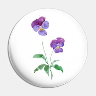 2 little purple pansies watercolour Pin