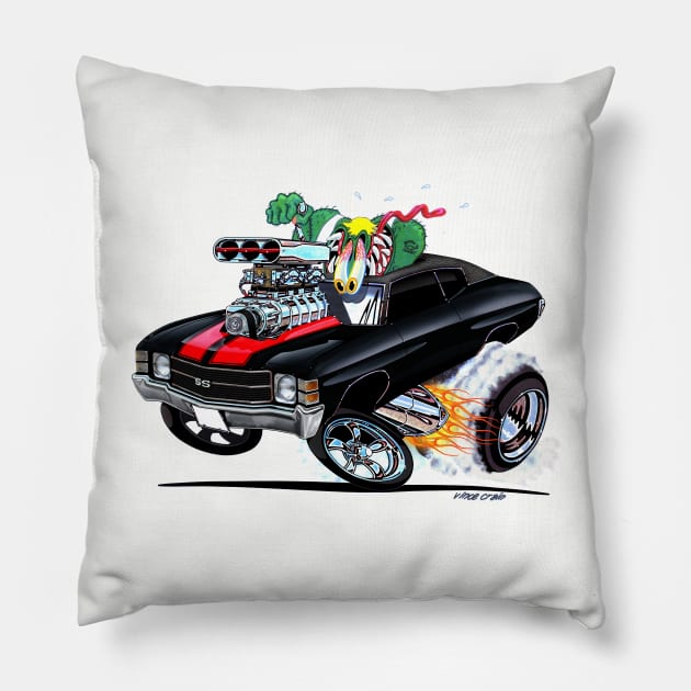 MONSTER MUSCLE Black n Red 1971 Chevelle Pillow by vincecrain