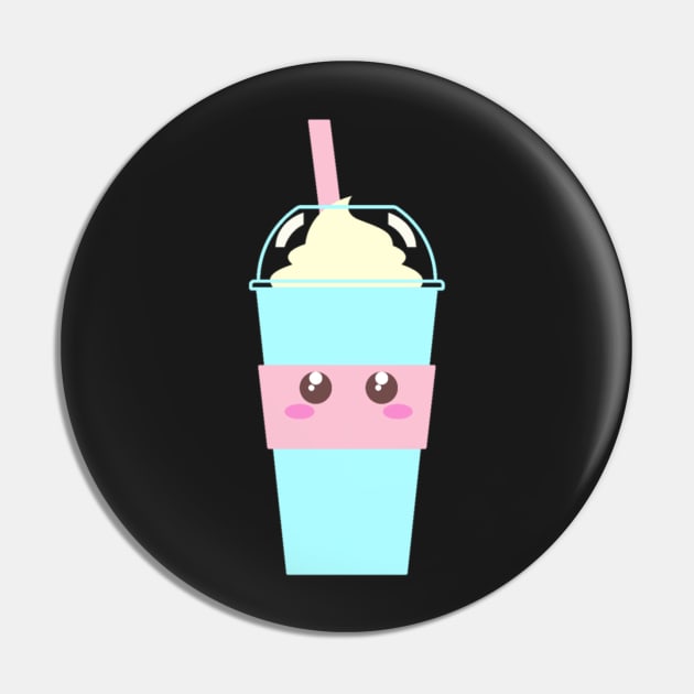 Cute blue kawaii slushy - Japanese Drink Pin by LukjanovArt