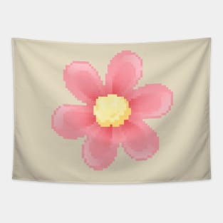 Pink Flower Pixel Art Tapestry