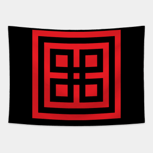 Red Black Geometrical Design Tapestry