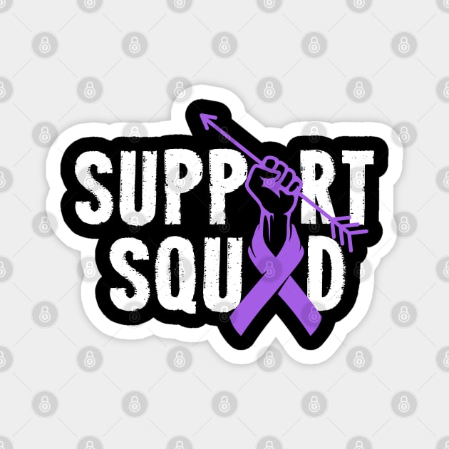 Support Squad Pancreatic Cancer Awareness purple Ribbon Magnet by ArtedPool