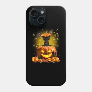 Miniature Pinscher Spooky Halloween Pumpkin Dog Head Phone Case