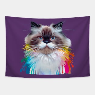 Himalayan Cat Rainbow Painting Tapestry