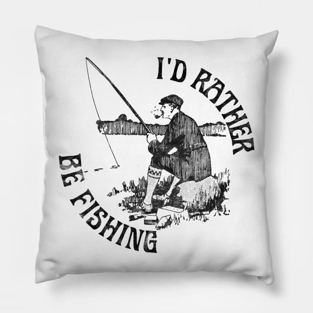 I'd Rather Be Fishing Design Pole Vintage Fishing T-Shirt