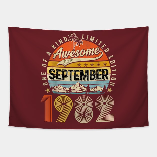 Awesome Since September 1982 Vintage 41st Birthday Tapestry by Vintage White Rose Bouquets