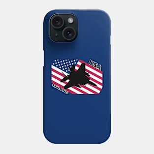 USA Strong - F-18 Silhouette with American Flag Phone Case