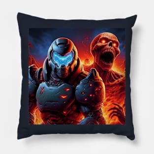 Blue Doom Guy Pillow