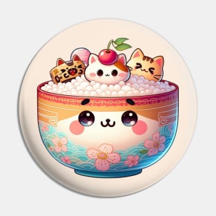 Kawaii Kitty Rice Bowl Pin