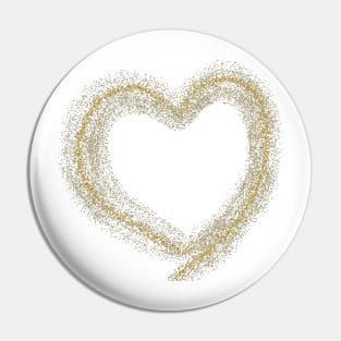 Golden Glitter Heart on White Pin