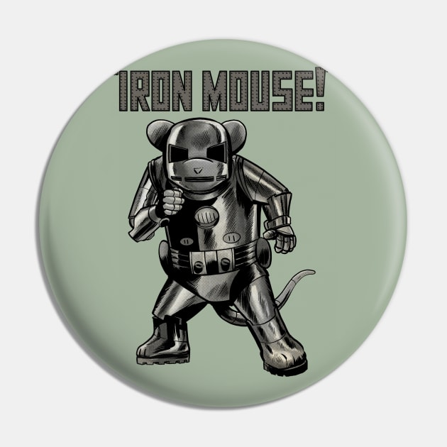 Iron Mouse - retro Pin by ThirteenthFloor