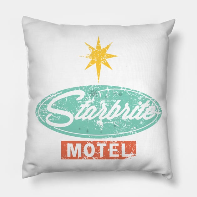 American Gods Starbrite Motel (washed out and weathered) Pillow by GraphicGibbon