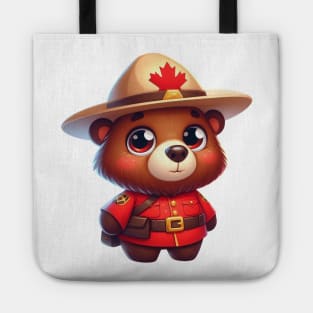 Cute Canadian Mountie Bear Illustration Tote
