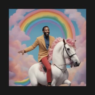 MARVIN GAYE riding a rainbow unicorn T-Shirt