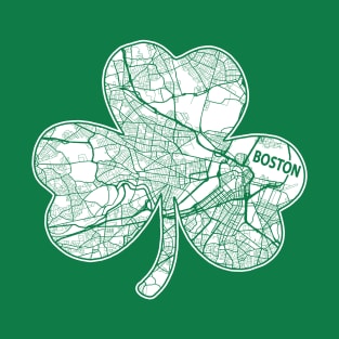 BOSTON SHAMROCK STREET MAP BOSTON IRISH ST PATTY T-Shirt