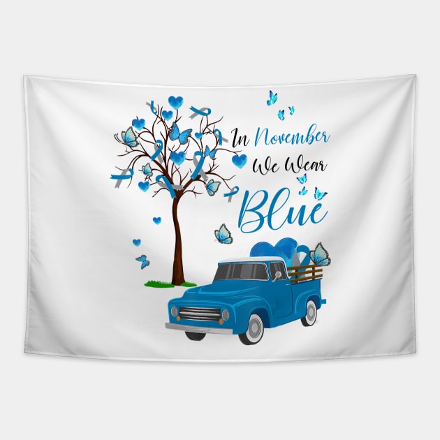 Diabetes awareness In November We Wear Blue Diabetes Truck Blue T1D Gift Tapestry by thuylinh8