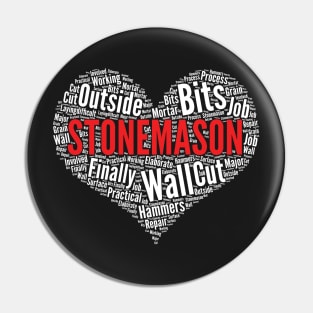 Stonemason Heart Shape Word Cloud Design print Pin