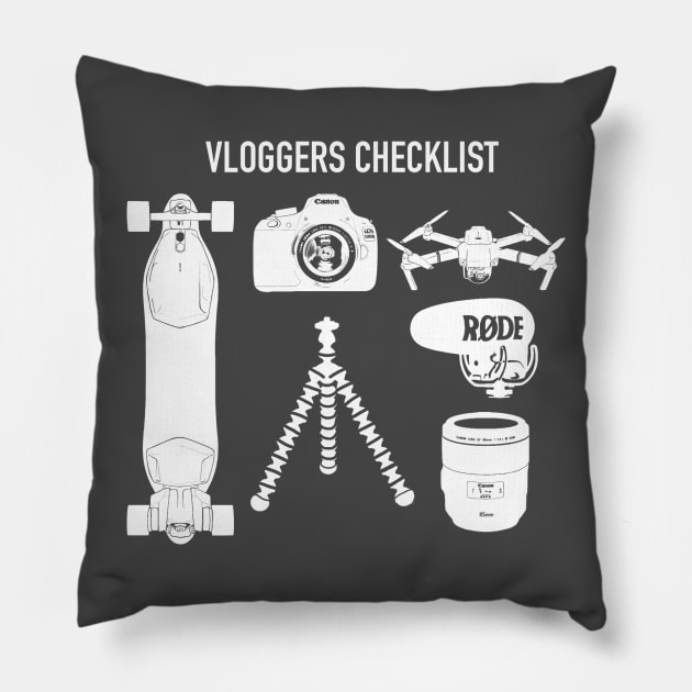 Vloggers Checklist Pillow by My Geeky Tees - T-Shirt Designs