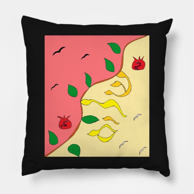 Shalom in the Vine light colors Pillow by Avvy