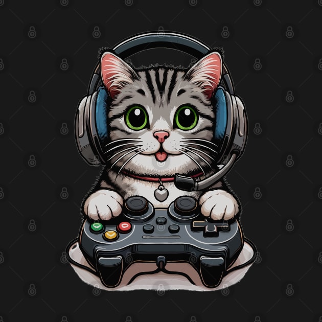 funny cute cat love gaming by WOLVES STORE