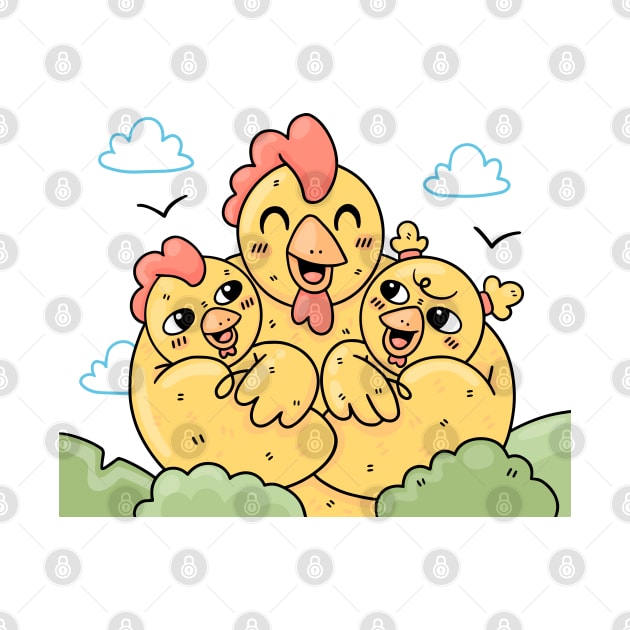 Chicken Family Love by Mako Design 