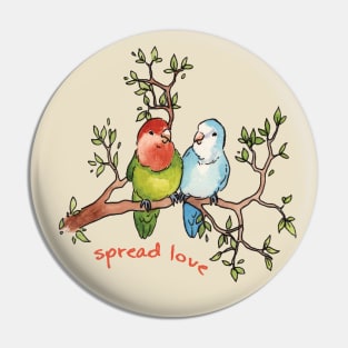 Spread Love Peach-Faced Lovebirds Pin