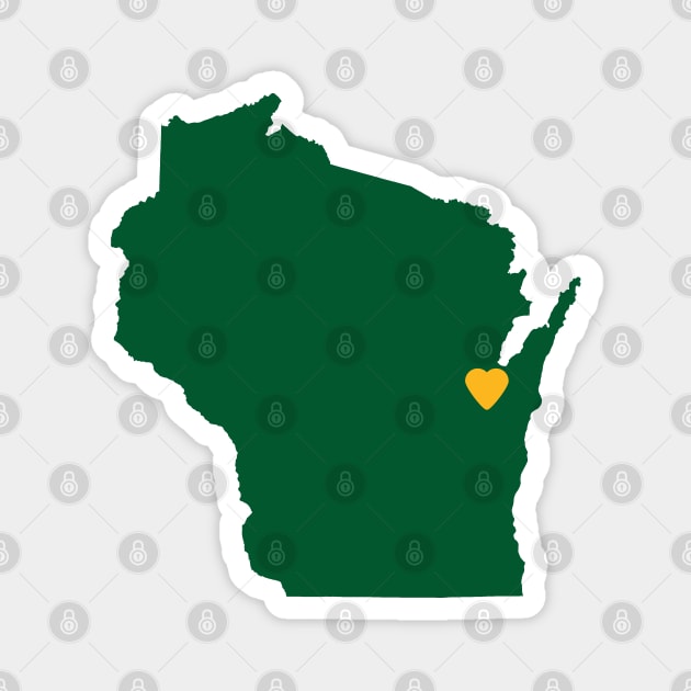 Wisconsin Love in Green and Gold Magnet by juniperandspruce