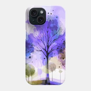 Colorful Purple Blue Abstract Trees Phone Case