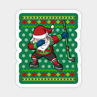 Ice Hockey Player Santa Claus Ugly Christmas Sweater Magnet