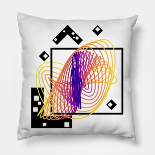 Harmonograph Pendulum Geometry | Plasma MultiVerse Yellow Red Blue Pillow