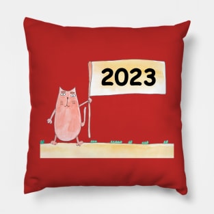 2023, new year, holiday, gift Pillow