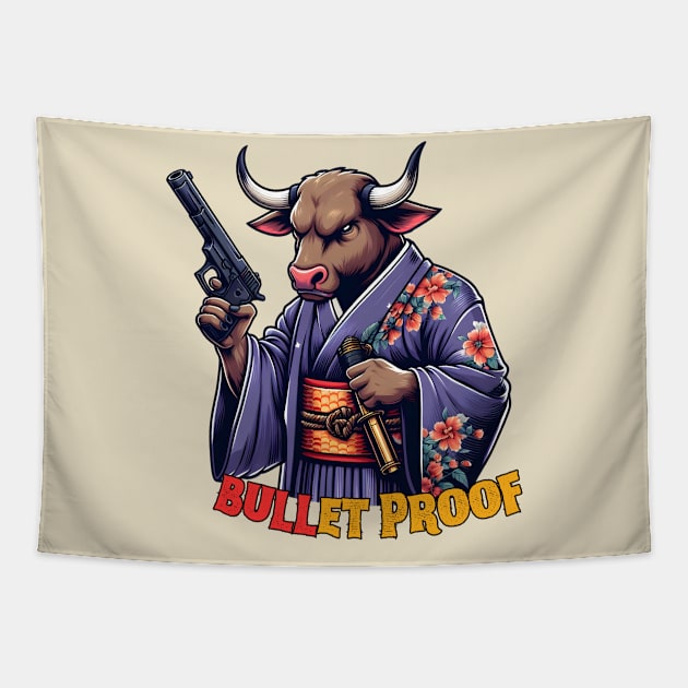 Shooting bull Tapestry by Japanese Fever