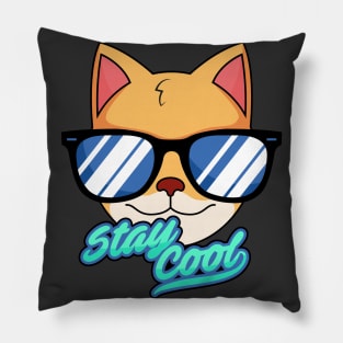 "Stay Cool" Cat w/ Sunglasses Pillow